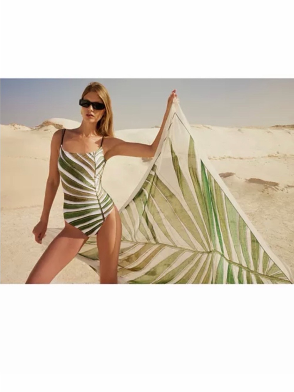 Profile By Gottex Green and White Leaf-Print One-Piece Swimsuit